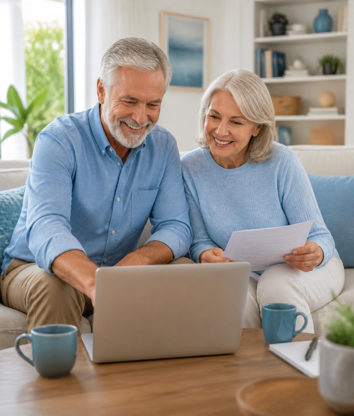 Un couple senior compare ses assurances avec Minassure